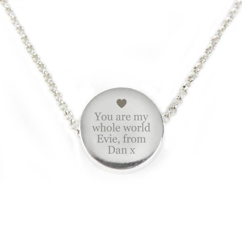 Personalised Silver Plated Any Message Disc Necklace