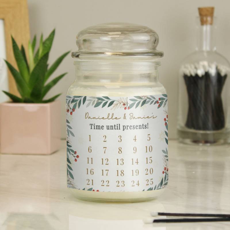 Personalised Countdown Christmas Large Candle Jar