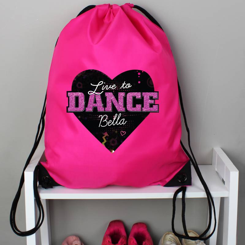 Personalised \'Live to Dance\' Pink Kit Bag