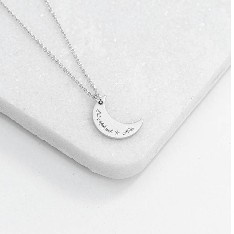 Personalised Eid Mubarak Crescent Moon Necklace